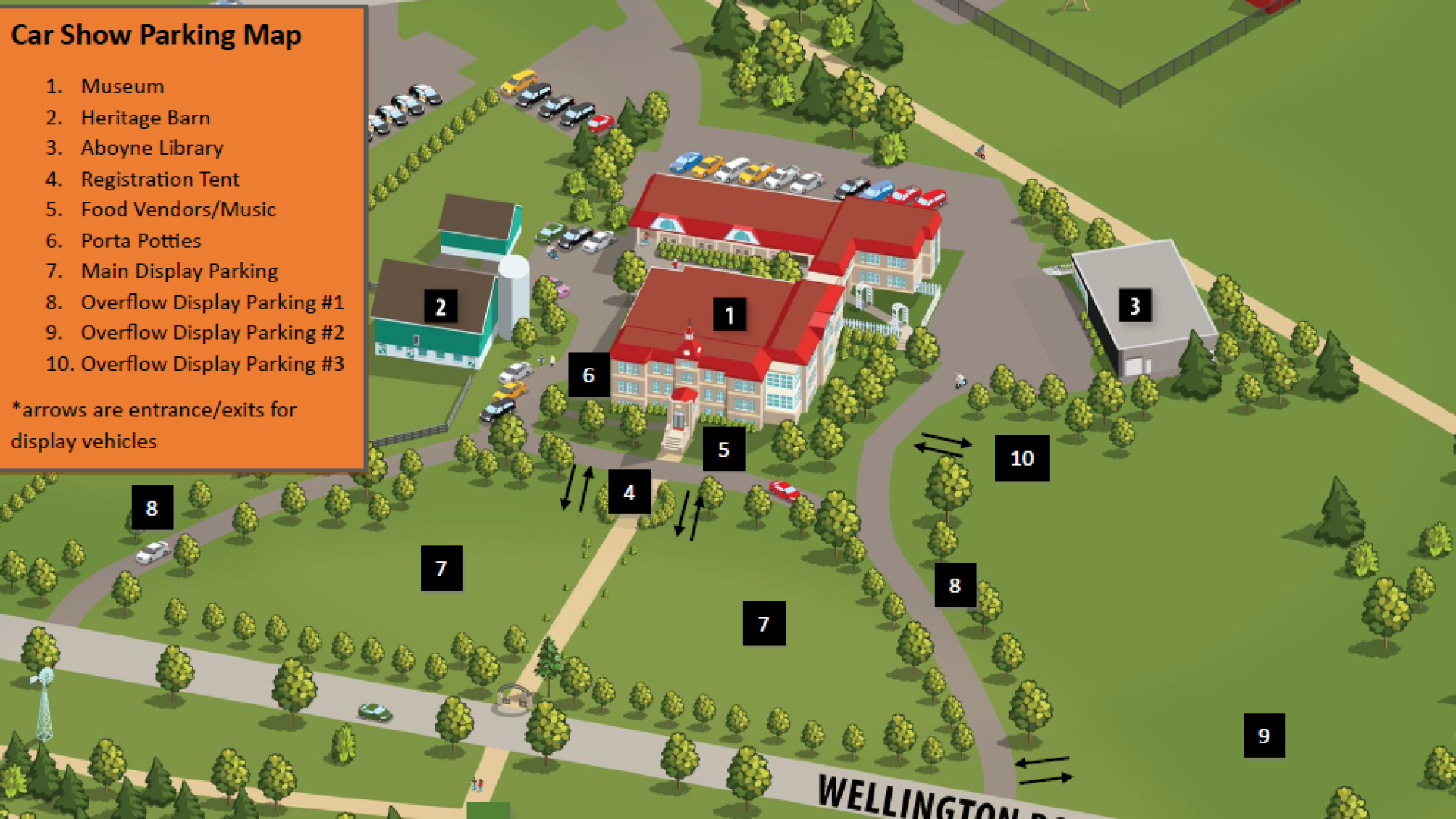 Display parking map for car show