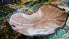A beautiful handcrafted wooden bowl for sale at the Christmas Market